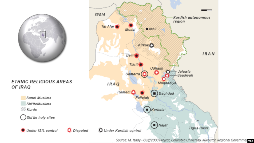 Iraq's ethnic religious areas
