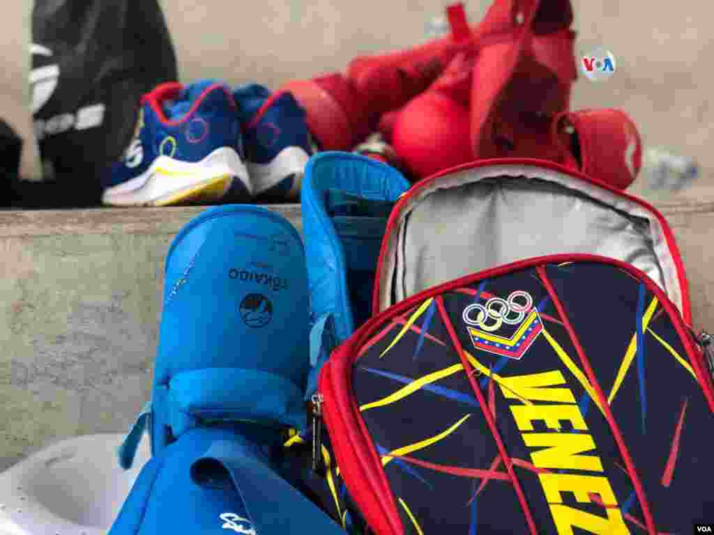 Equipo de la selección nacional de karate de Venezuela que participó en los Juegos Panamericanos 2019, en Lima, Perú. Foto, VOA.