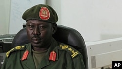 FILE - South Sudan's army spokesman Philip Aguer. 