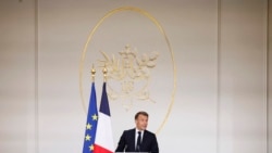 法國總統馬克龍（Emmanuel Macron）週二(2024年5月21日) 對聚集在愛麗舍宮的人工智能(AI)業界人士發表演說。 （法新社）
