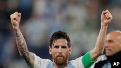 Nahodha wa Argentina, Lionel Messi baada ya mchezo dhidi ya Nigeria. Argentina ilishinda 2-1