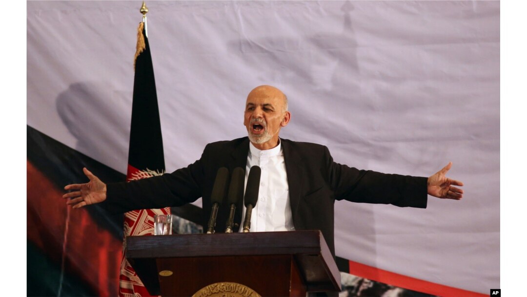 Afghan president-elect Ashraf Ghani Ahmadzai speaks in his first public appearance since winning the election runoff in Kabul, Sept. 22, 2014.