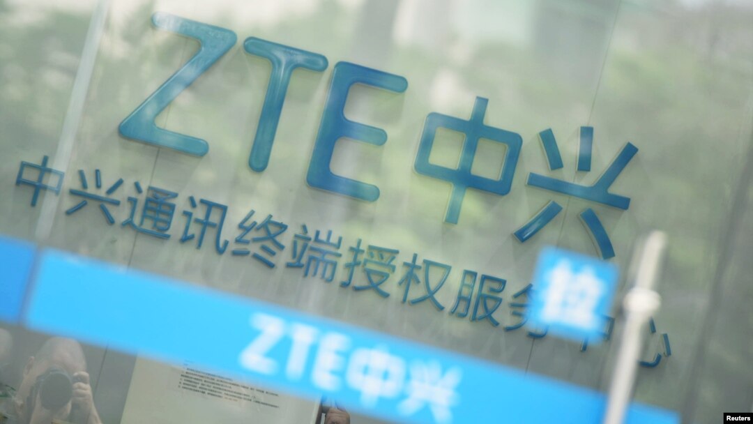 A sign of ZTE Corp is pictured at its service center in Hangzhou, Zhejiang province, China, May 14, 2018.
