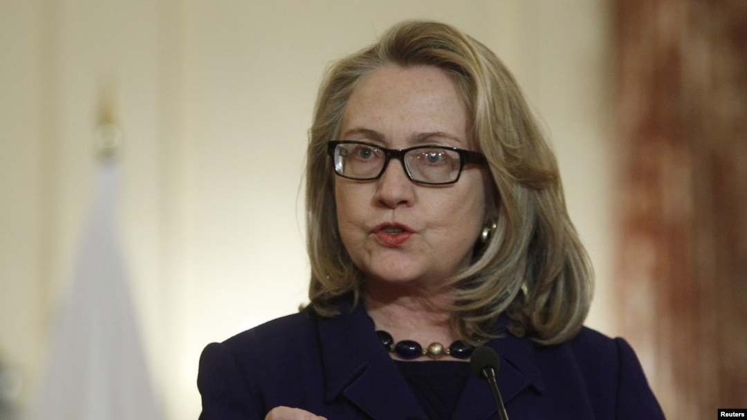 Sakatariyar harkokin wajen Amurka, Hillary Clinton, a lokacin da ta ke magana kan batun garkuwa da mutane a Aljeriya, Jumma'a 18 Janairu, 2013