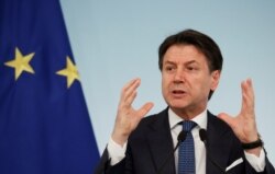 Italian Prime Minister Giuseppe Conte speaks during a news conference due to coronavirus spread, in Rome, March 11, 2020.