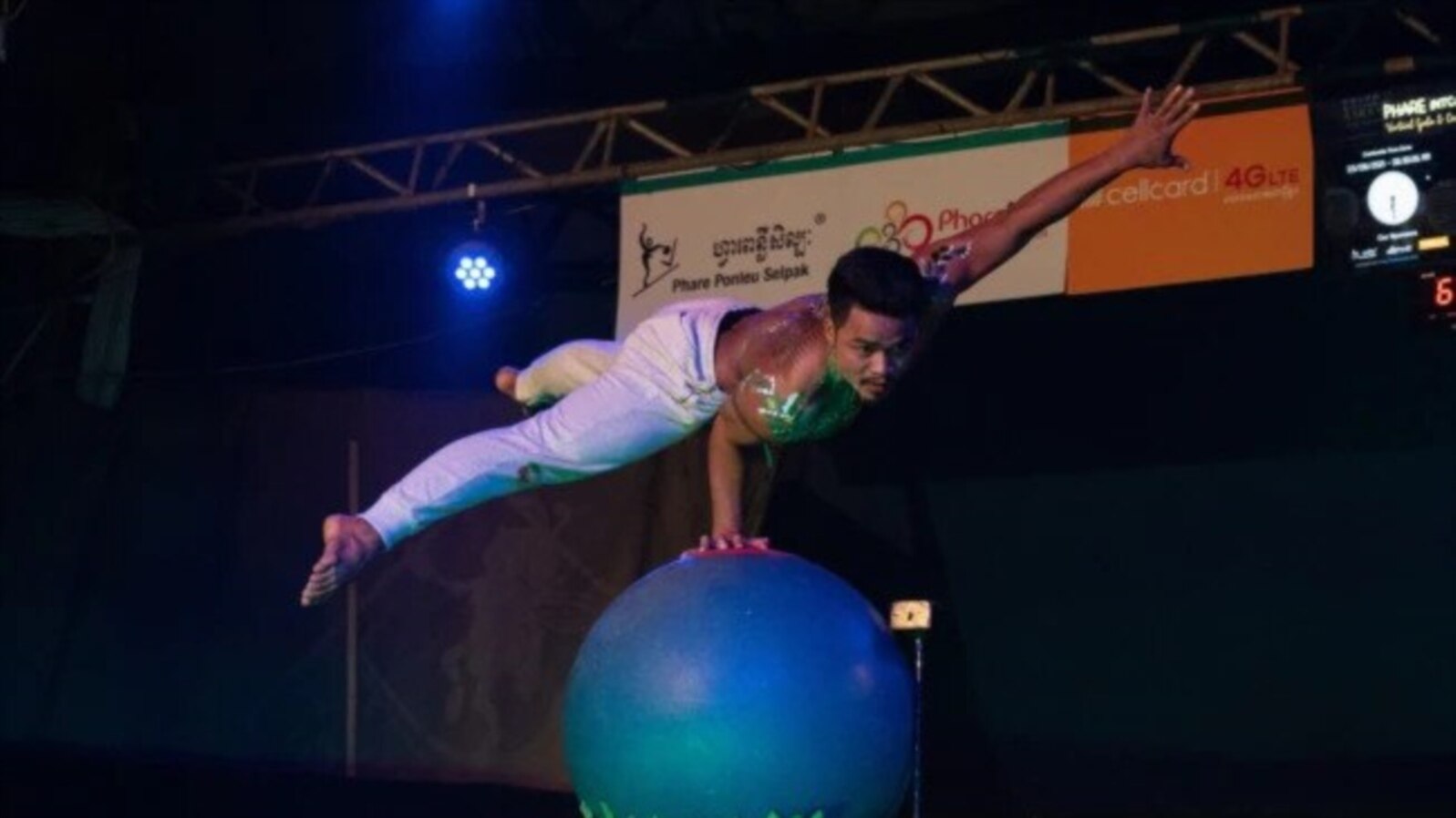 Circus artists in Cambodia attempt to break the Guinness World Record for the longest performance. (Photo by Scott Sharick)