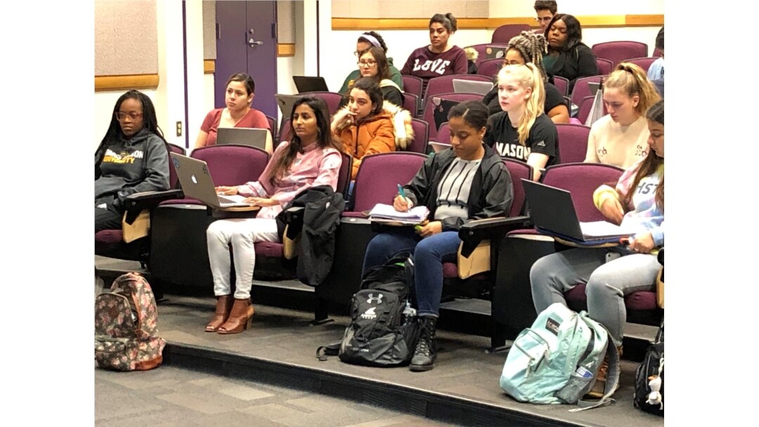 Dolica Gopisetty takes a statistics class as part of her information technology degree at George Mason University in Virginia, Nov. 12, 2019. (Julie Taboh/VOA)
