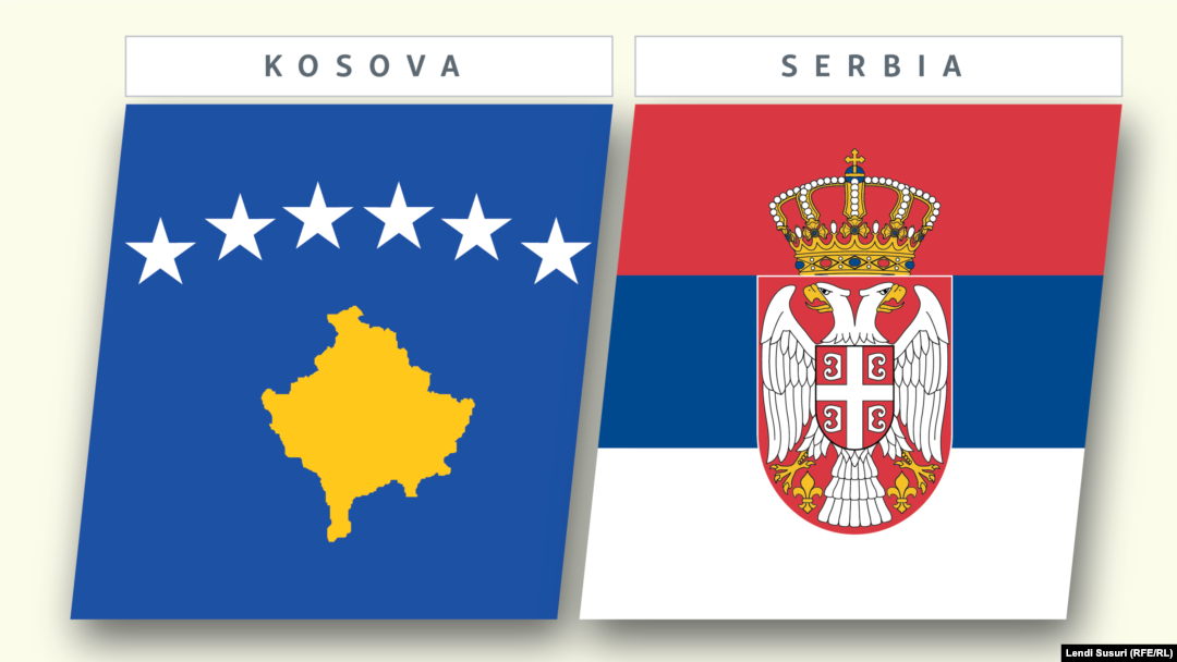 ILUSTRACIJA: Zastave Kosova i Srbije (Foto: Radio Slobodna Evropa)