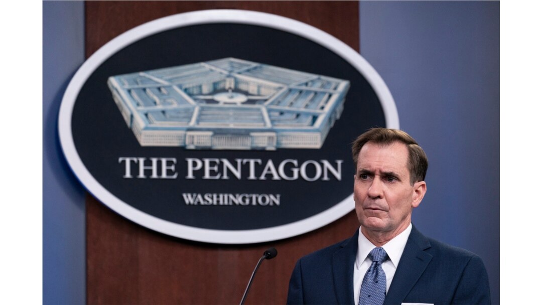 FILE - Pentagon spokesman John Kirby speaks during a media briefing, Feb. 17, 2021.