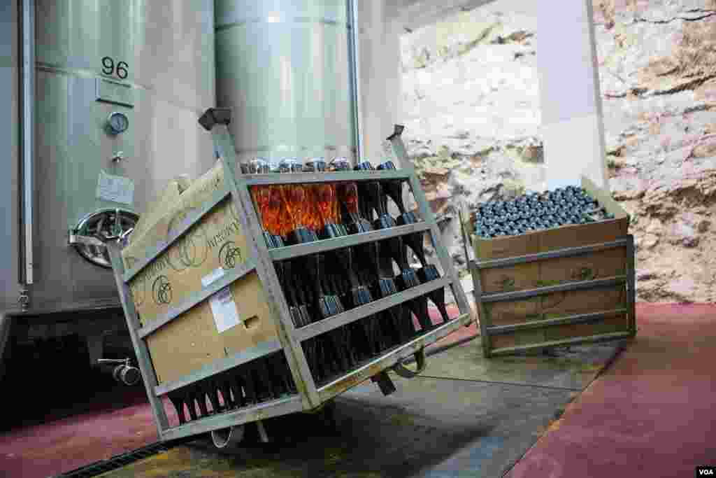 Next to stainless steel vats imported from Italy, Chateau Vartely's sparkling wines ferment in the winery's temperature controlled cellar. (Vera Undritz)