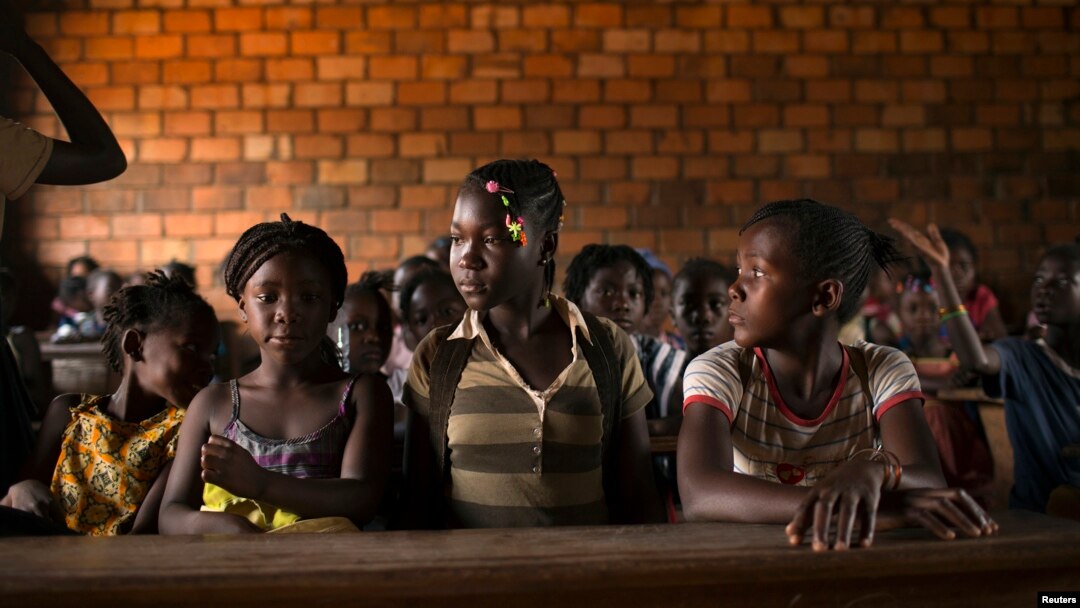 FILE - Students are seen in a classroom at a school in the capital of the Central African Republic, Bangui, Mar. 18, 2014.