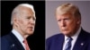 En esta combinación de fotos de archivo, el ex vicepresidente Joe Biden (izquierda) habla en Wilmington, Delaware, y el presidente Donald Trump (derecha) habla en la Casa Blanca en Washington.