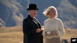 This image released by Netflix shows Jesse Plemons, left, and Kirsten Dunst in a scene from Oscar-nominated "The Power of the Dog."