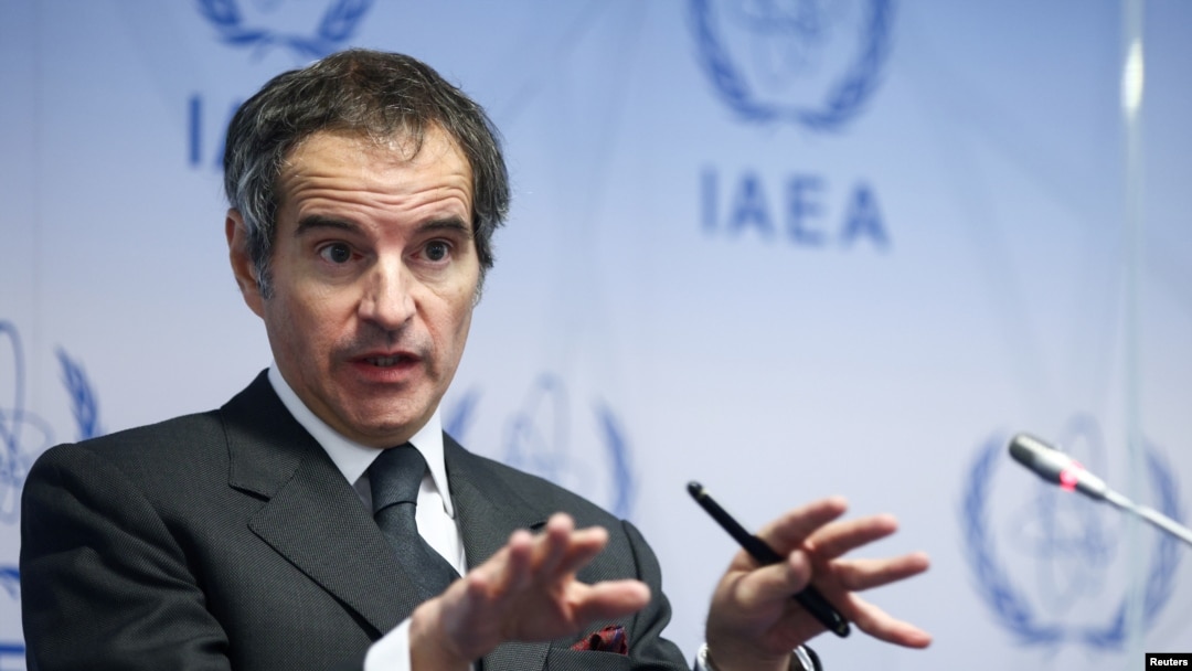 International Atomic Energy Agency (IAEA) Director-General Rafael Grossi addresses the media at the IAEA headquarters in Vienna, Austria, May 24, 2021. 