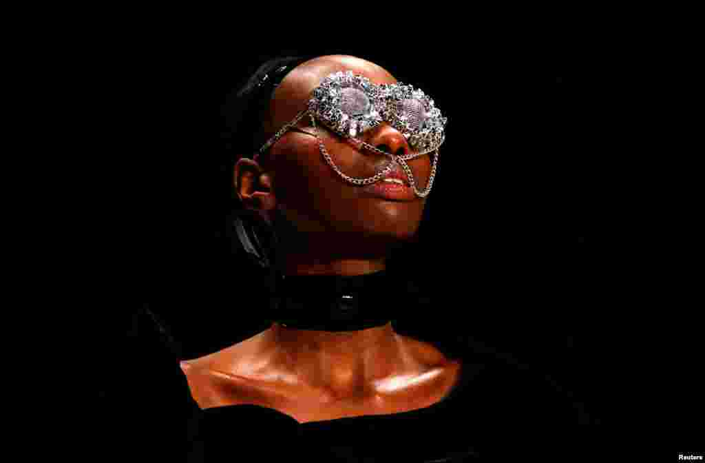 A model presents a creation from the fashion label Kakopieros during Australian Fashion week in Sydney.