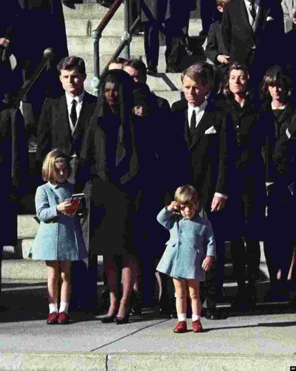 Three-year-old John F. Kennedy Jr. salutes his father's casket in Washington on Nov. 25, 1963.