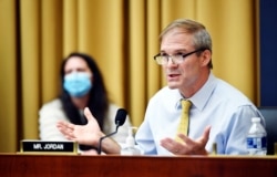 FILE - Rep Jim Jordan, R-Ohio, speaks during a House Judiciary subcommittee on antitrust on Capitol Hill, July 29, 2020, in Washington.