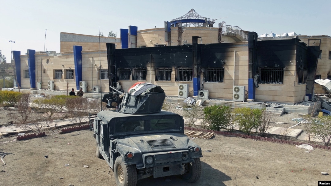 A military vehicle of the Iraqi security forces is pictured near the University of Anbar, in Anbar province, July 28, 2015.