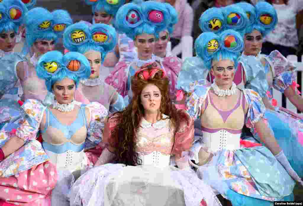 Ballet dancers perform during the open-air premiere of Richard Wagner's 'Der fliegende Hollaender' (The Flying Dutchman) at the amphitheater of the Halde Haniel in Bottrop, Germany.