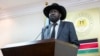 FILE - South Sudan's President Salva Kiir speaks during a news conference in Juba.