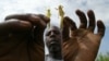 An African farmer holds up locusts that have descended on crops (file photo).