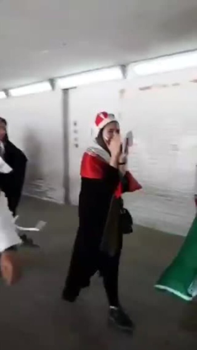 Female Football Fans Enter Azadi Stadium to Watch a Match